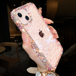 彩钻边框适用苹果13Promax手机壳新款奢华iPhone14钻石纹时尚15Pro透明高级感11网红少女12个性15p全包防摔软