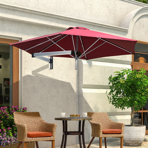 阳台伞墙壁伸缩遮阳伞户外伞休闲庭院伞花园太阳能带灯室外太阳伞