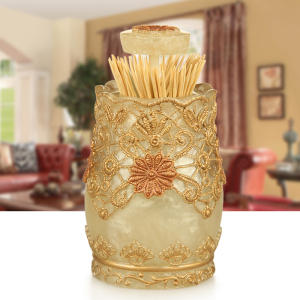 欧式创意牙签盒北欧棉签盒客厅收纳盒按压试树脂牙签筒家用牙签桶