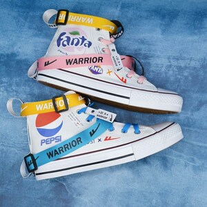 回力百事可乐联名帆布鞋高帮加绒小众芬达鸳鸯秋冬款女学生板鞋男