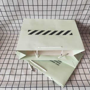 off ow white 手提袋 白卡纸袋 潮牌购物袋q 礼品袋淡浅绿色大小