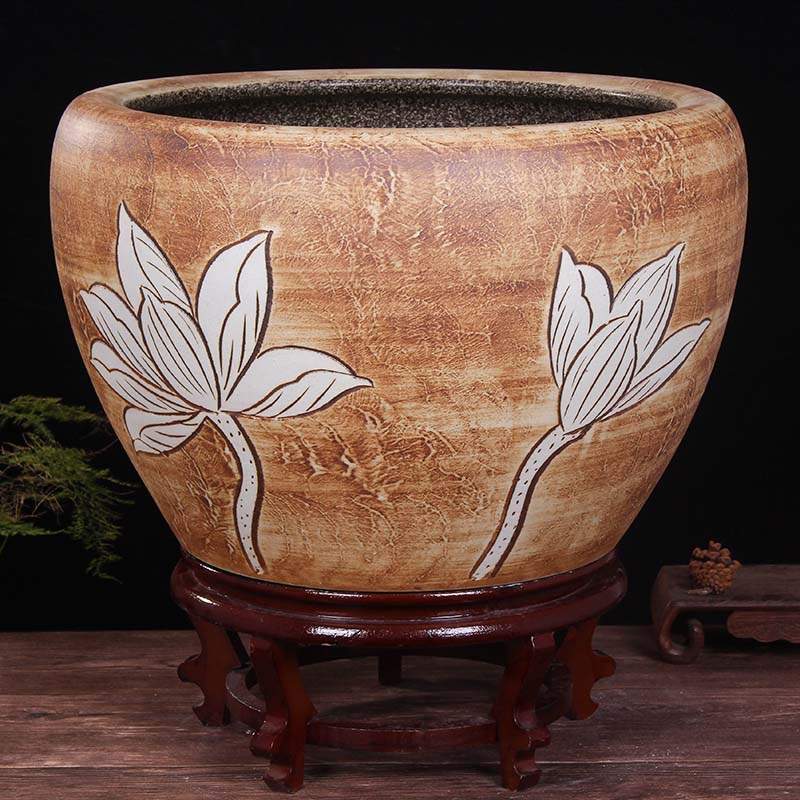 景德镇陶瓷鱼缸特大号锦鲤缸养乌龟的专用缸睡碗莲花盆荷花缸客厅