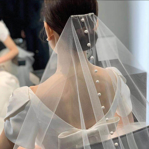2021新款简约气质韩版珍珠点缀发梳头纱造型婚纱礼服新娘婚礼头饰