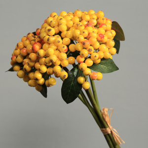 吉祥果花束仿真花婚庆红果玻璃陶瓷花瓶插花发财果冬青果假花红豆