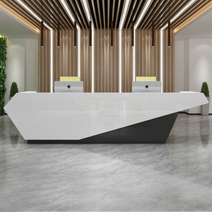 广州公司前台创意烤漆简约服务收银台美容院吧台现代办公桌接待台