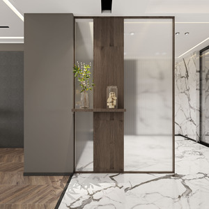 酒店商用办公室内实木长虹超白玻璃屏风玄关落地分隔门厅隔断定制