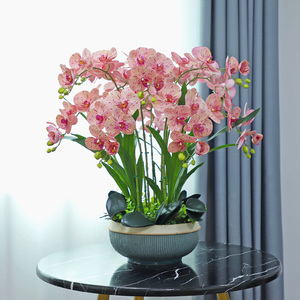 00风情万种ok淘宝金色拉丝盆大盆蝴蝶兰仿真花客厅店铺摆设超大兰花