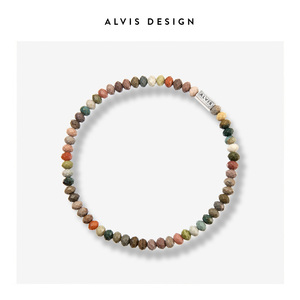ALVIS 天然石情侣款手链简约S925纯银彩色细小珠子手串男女生叠戴