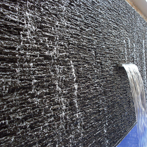 青石板流水板流水石黑色文化石室内外外墙水幕花园庭院水池背景墙