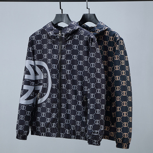 lv lywd外套韩版褂子春秋款网红修身印花夹克男外衣精神小伙装