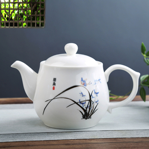 1000毫升大容量陶瓷茶壶带过滤网接待室花茶壶家用凉水壶德化白瓷