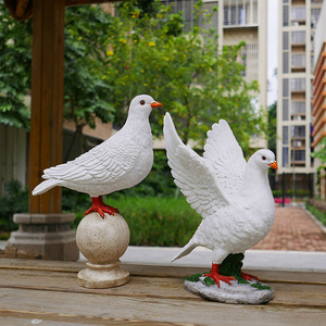 户外仿真鸽子摆件树脂小白鸽雕塑别墅花园庭院屋顶装饰创意摆设