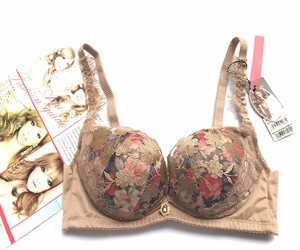 蕾丝印花小胸a厚杯舒适无钢圈文胸茵芙莎2087聚拢调整女内衣胸罩