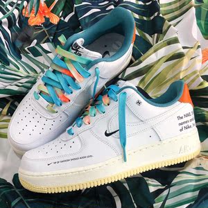 nike air force 1 af1白绿橙 小ow空军一号低帮板鞋 dm0970-111