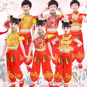六一儿童演出服说唱中国红秧歌打鼓服幼儿园太平女儿民族舞蹈服装