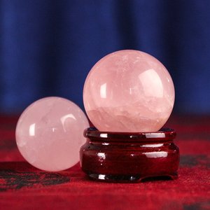 水球摆玻璃球天然粉色圆球透明大小件号家居客厅玄关装饰品摆晶