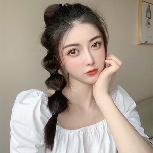马尾假发女网红灯笼泡泡辫子绑带式短款自然高马尾麻花辫逼真马尾