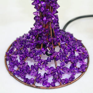 紫色田园复古古典公主台灯婚庆用品灯具串珠手工铁u艺床头灯桌面