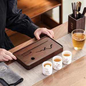 干泡茶盘长方形家用轻奢功夫茶具小型储水式茶台竹制茶海实木茶拖