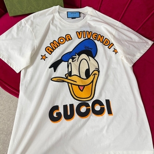 代购gucci/古驰短袖迪士尼唐老鸭联名印花刺绣宽松百搭男女款t恤