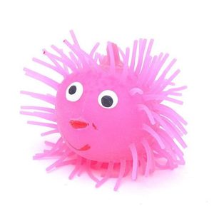 手提小孩c子海胆弹力球发光毛毛球玩具软胶球大号个装男孩女孩