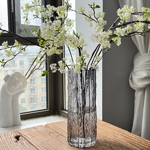 雪柳专用花瓶插绿植水培玫瑰郁金香百合花器家居玻璃透明直筒摆件