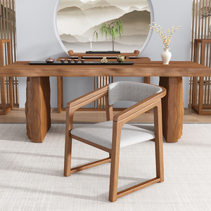 轻奢茶椅茶台全实木椅子新中式茶椅子主人椅黑白餐椅茶桌茶室椅子