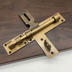 中式仿古明装纯铜大插销木w门铜门栓户外门锁扣r花园复古黄铜门闩