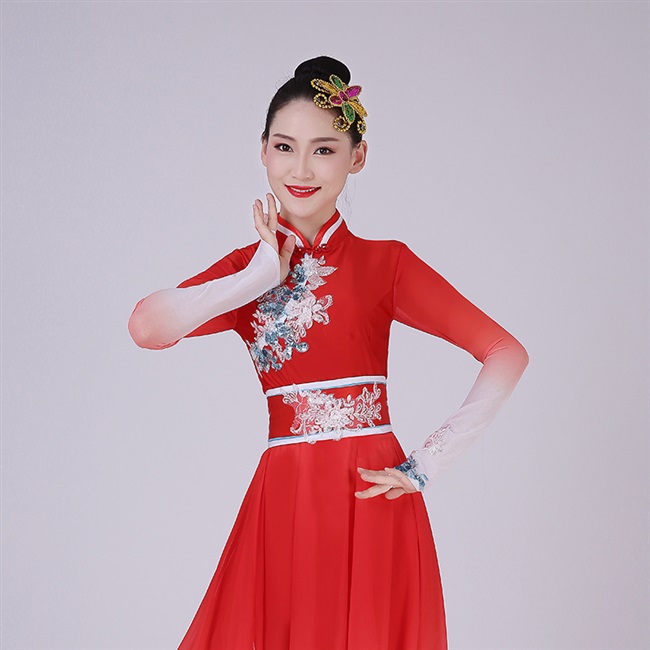 新款古典舞演出服千红女飘逸身韵纱衣扇子舞中国风清新淡雅舞蹈服