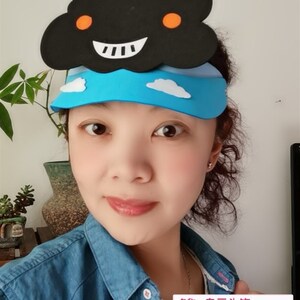 六一儿童节乌云白云头饰道具小雨点头饰儿童o表演头饰帽子面具头