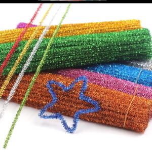 毛绒铁丝条100条金葱扭扭条diy幼儿园儿童手工益智玩具毛毛条彩色