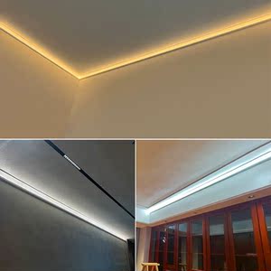 免吊顶开槽led贴片墙角线形灯带铝合金洗墙顶角造型发光明装阴角