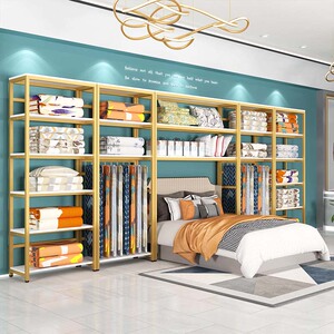 被子四件套陈列架床上用品展示柜布料多层置物架家纺店货架展示架