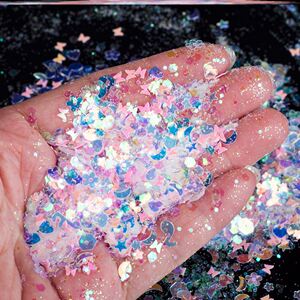 亮片儿童手工diy自制异形镭射梦幻彩色女儿童演出服美甲材料包