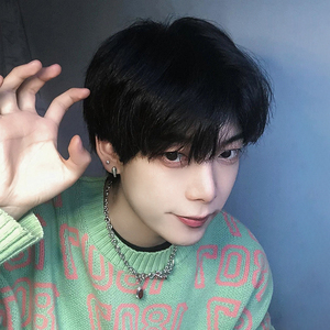假发男韩版帅气男士学生日常蓬松齐碎斜刘海自然男生逼真全头套式
