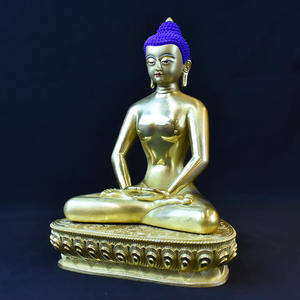 西藏密宗普贤王如来佛像纯铜鎏金居家装饰佛堂精品工艺摆件7寸