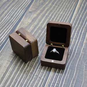 黑胡桃木首饰盒单戒指盒求婚戒指盒耳钉木盒包装盒可激光雕刻logo