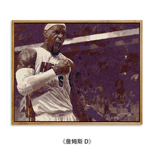 画画diy数字油画填充手绘nbya勒布朗詹姆斯篮球填色手工礼物油彩