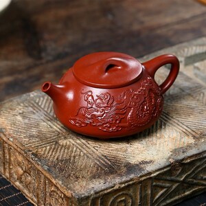 优集家居吴文彩大红袍双龙石瓢紫砂壶优p集茶具清砂壶影l