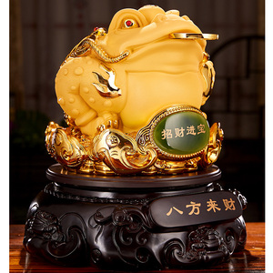 新品大号八方来财招财金金摆件寓意招财i三开蟾蟾蜍聚宝盆店铺足