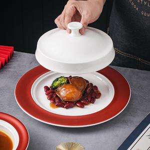 位菜位上高端牛排西餐盘酒店私房菜鲍鱼捞饭餐具高级感带盖菜盘子