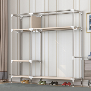 钢骨架金属衣柜框架出租房用结实简约加粗加固家用卧室收纳挂柜子