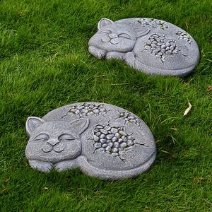 庭院摆件花园装饰品脚踏石汀步道石头阳台草坪垫脚别墅创意小猫咪