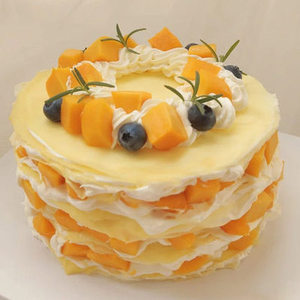 榴莲芒果千层蛋糕模型8寸黄桃夹层慕斯水果仿真蛋糕模型假体模具