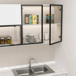 厨房碗柜b门钢化玻璃简易柜门带框2021新款定制定做橱柜门更换门