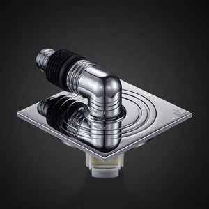 潜水艇(submarine)全密封防臭洗衣机地漏铜镀铬镜面带弯头40管