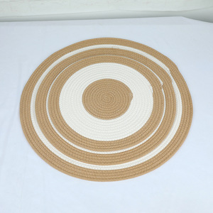 北欧棉麻机制编织地垫编织落地地毯装饰民宿书房咖啡厅书房垫圆形