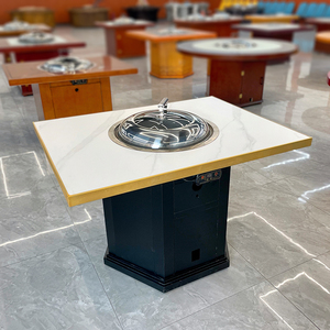 饭店铁锅炖灶台桌可定制烧电烧柴烧气餐桌商用柴火鸡地锅鸡专用灶