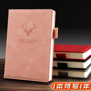 定制a5鹿头笔记本32开k加厚超厚黑皮面高档软皮商务记事本文艺精致