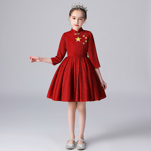 儿童演出服中国风女童礼服公主裙朗诵小学生啦啦队合唱团指挥服装